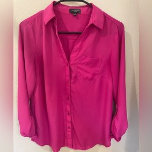 Hot pink button down blouse from The Limited